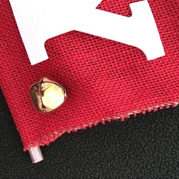 Red Burlap Christmas Jingling Bells Door Hanger - Picture 8 of 8